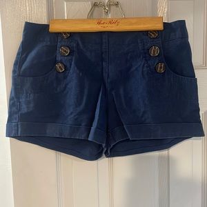 Love culture, blue, linen/ cotton, diaper shorts, size medium.